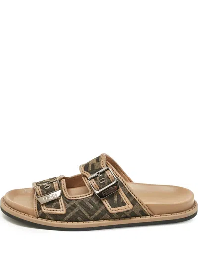 Pre-owned Fendi Zucca-monogram Sandals In Brown