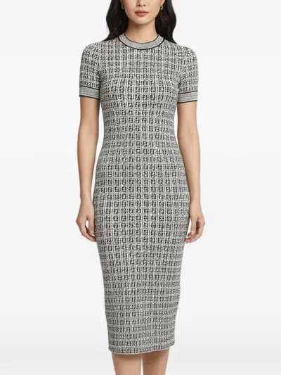 Pre-owned Fendi Zucca-pattern Midi Dress In Neutrals
