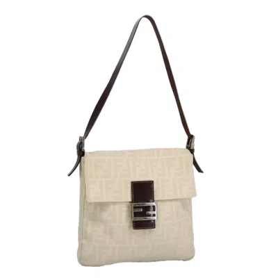 Pre-owned Fendi Zucchino Beige Canvas Shoulder Bag ()