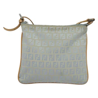 Pre-owned Fendi Zucchino Blue Cashmere Shoulder Bag ()