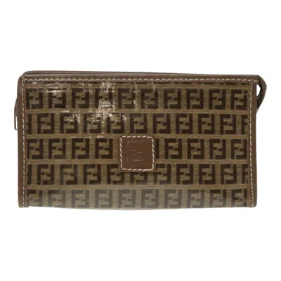 Pre-owned Fendi Zucchino Brown Canvas Clutch Bag ()