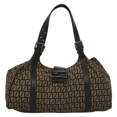 Pre-owned Fendi Zucchino Brown Canvas Shoulder Bag ()