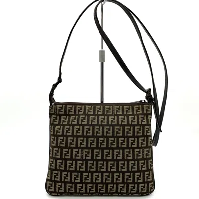 Pre-owned Fendi Zucchino Brown Canvas Shoulder Bag ()