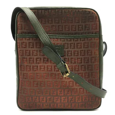 Pre-owned Fendi Zucchino Brown Khaki Zucchino Pochette Shoulder Bag () In Multi