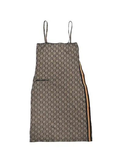 Pre-owned Fendi Zucchino Camisole Mini Dress In Neutrals