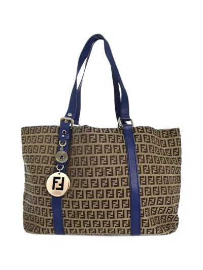 Fendi Zucchino Canvas Logo-charm Tote Bag In Pattern