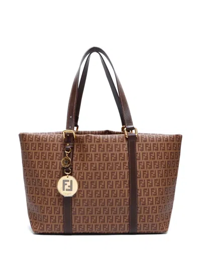 Pre-owned Fendi Zucchino Canvas Tote Bag In Brown