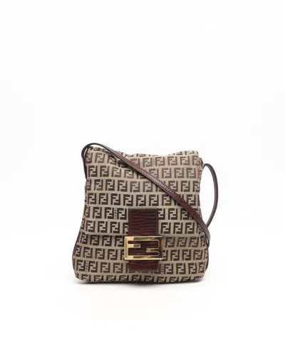 Fendi Zucchino Crossbody Bag In Brown
