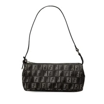 Pre-owned Fendi Zucchino Denim Pochette In Blue