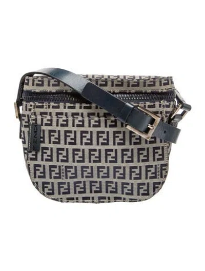 Pre-owned Fendi Zucchino Ff Belt Bag Mini In Brown