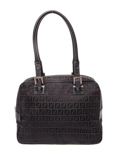 Pre-owned Fendi Zucchino Ff Boston In Black