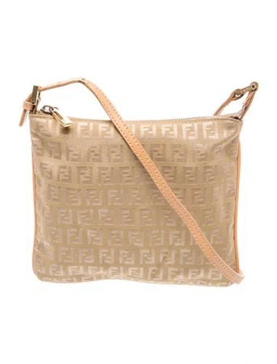 Pre-owned Fendi Zucchino Ff Crossbody Bag In Neutral