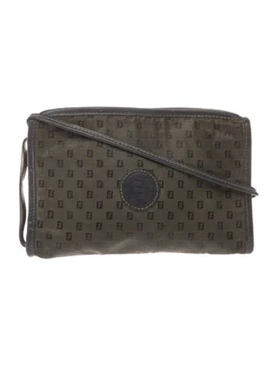 Pre-owned Fendi Zucchino Ff Crossbody Bag Vintage In Grey
