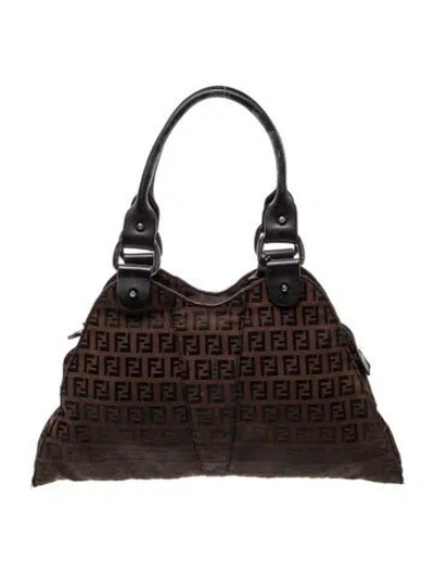 Pre-owned Fendi Zucchino Ff Devil Trapezio Vintage In Brown