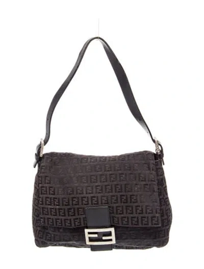 Pre-owned Fendi Zucchino Ff Hobo In Black