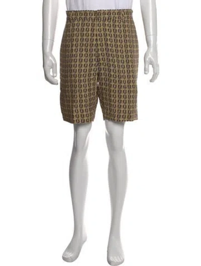 Pre-owned Fendi Zucchino Ff Logo Athletic Shorts In Neutral