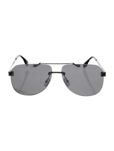 Pre-owned Fendi Zucchino Ff Logo Aviator Sunglasses In Black