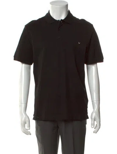 Pre-owned Fendi Zucchino Ff Logo Collar Polo Shirt W/ Tags In Black