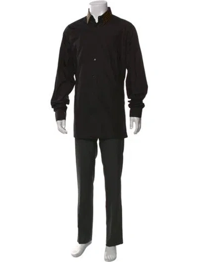 Pre-owned Fendi Zucchino Ff Logo Long Sleeve Shirt In Black