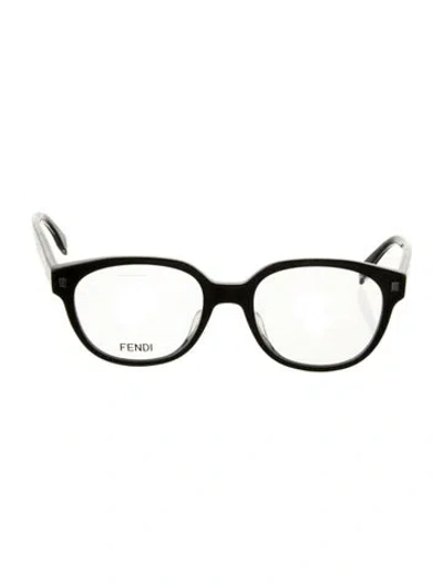 Pre-owned Fendi Zucchino Ff Logo Oversize Eyeglasses In Black