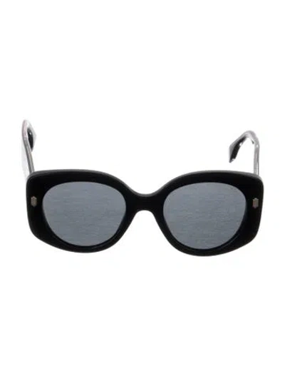 Pre-owned Fendi Zucchino Ff Logo Oversize Sunglasses In Black