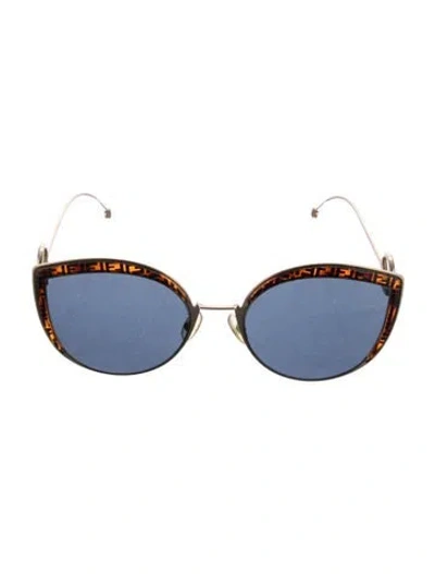 Pre-owned Fendi Zucchino Ff Logo Oversize Sunglasses In Multi