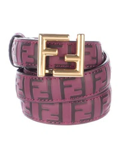 Pre-owned Fendi Zucchino Ff Logo Skinny Belt Kit In Purple