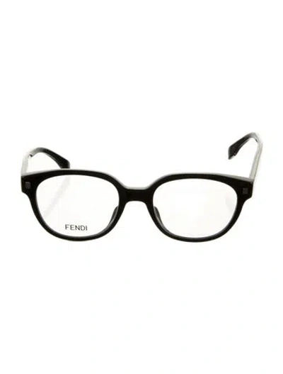 Pre-owned Fendi Zucchino Ff Logo Square Eyeglasses In Black