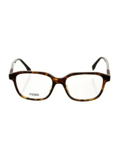 Pre-owned Fendi Zucchino Ff Logo Square Eyeglasses In Brown