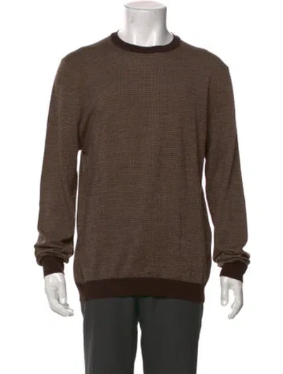 Pre-owned Fendi Zucchino Ff Logo Virgin Wool Pullover In Brown