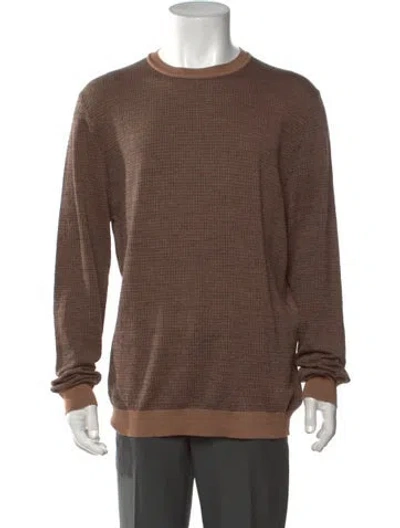 Pre-owned Fendi Zucchino Ff Logo Virgin Wool Pullover In Neutrals