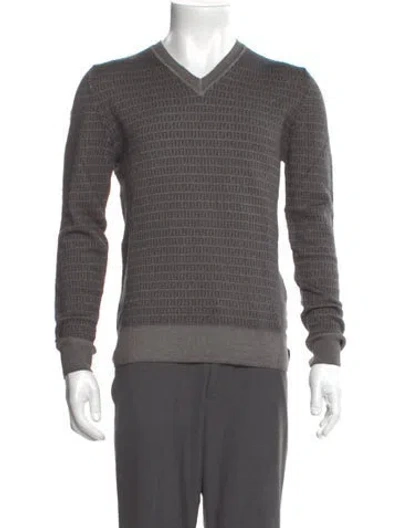 Pre-owned Fendi Zucchino Ff Logo Wool Pullover In Grey