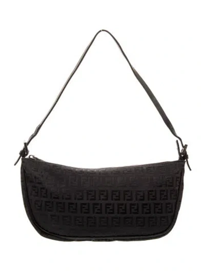 Pre-owned Fendi Zucchino Ff Pochette In Black
