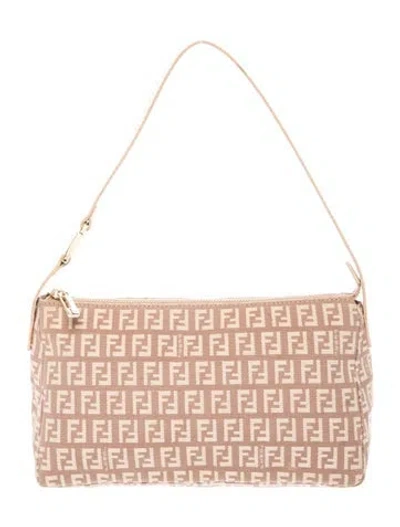 Pre-owned Fendi Zucchino Ff Pochette In Brown