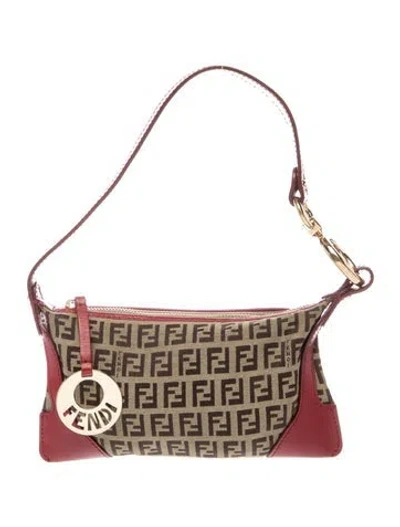 Pre-owned Fendi Zucchino Ff Pochette In Brown