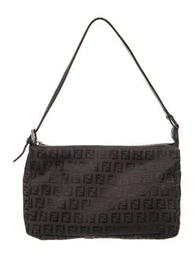 Pre-owned Fendi Zucchino Ff Pochette In Brown