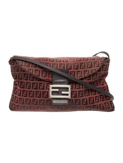 Pre-owned Fendi Zucchino Ff Pochette In Brown