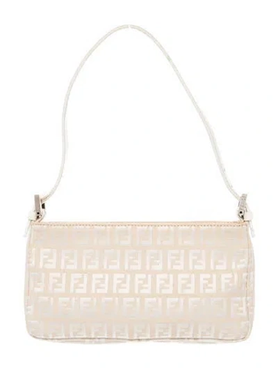 Pre-owned Fendi Zucchino Ff Pochette In Neutrals