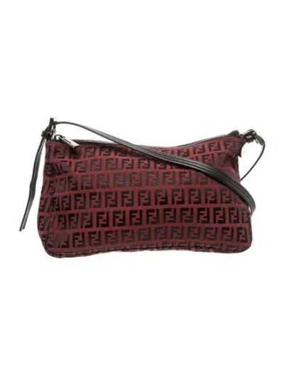 Pre-owned Fendi Zucchino Ff Pochette In Red