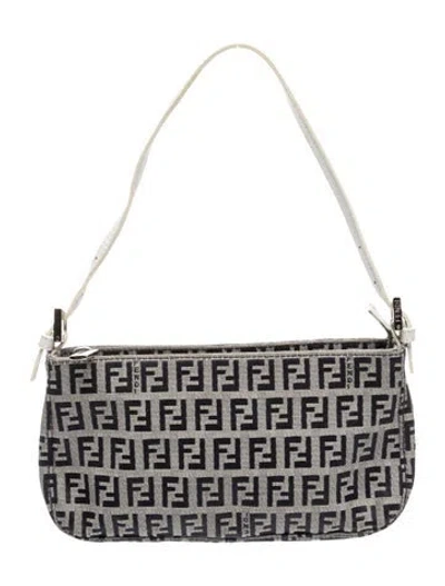 Pre-owned Fendi Zucchino Ff Pochette Vintage In Blue