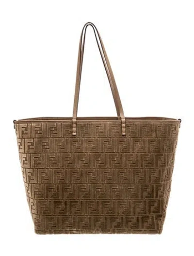 Pre-owned Fendi Zucchino Ff Roll Tote Large 2024 In Neutrals