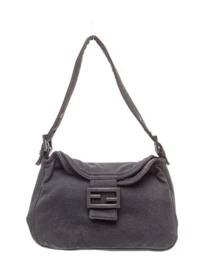 Pre-owned Fendi Zucchino Ff Top Handle Bag In Gray