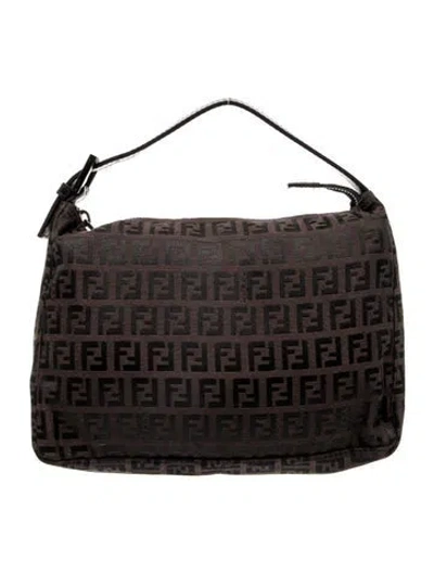 Pre-owned Fendi Zucchino Ff Top Handle Bag Vintage In Brown