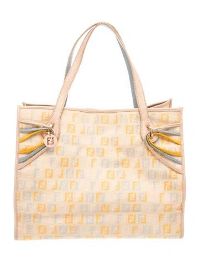 Pre-owned Fendi Zucchino Ff Vintagetote Vintage In Neutrals