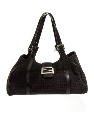 Pre-owned Fendi Zucchino Ff Zucchino In Black