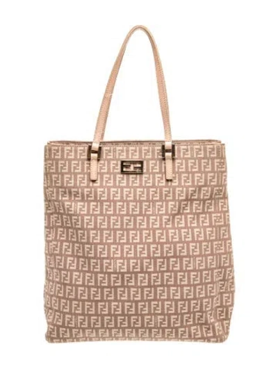Pre-owned Fendi Zucchino Ff Zucchino Canvas Tote In Neutral