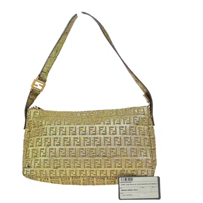 Fendi Zucchino Gold Canvas Shoulder Bag ()
