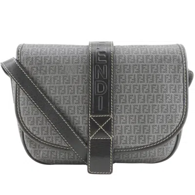 Pre-owned Fendi Zucchino Gray Zucchino Pochette Shoulder Bag ()