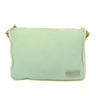 Pre-owned Fendi Zucchino Green Canvas Shoulder Bag ()