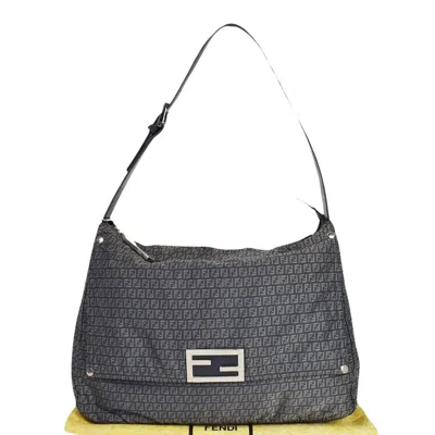 Fendi Zucchino Grey Synthetic Shoulder Bag ()